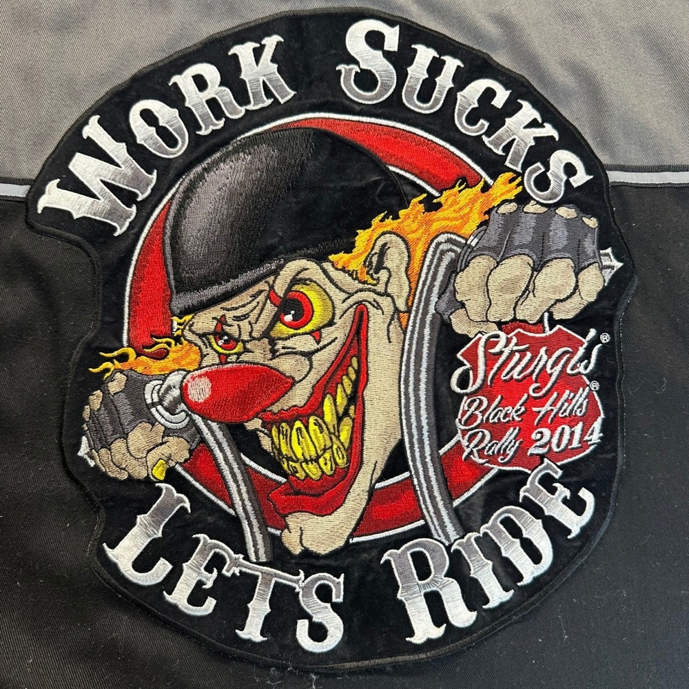 Biker Clothing Co Sturgis 2014 Rally Shirt Mens Medium Black Grey Work Sucks